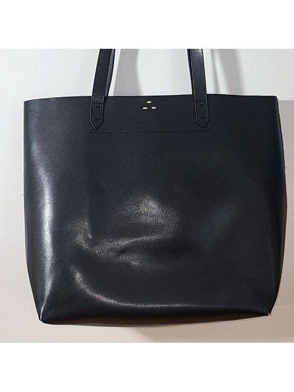 KELSI DAGGER leather felt large open tote grey black coastal shoulder bag used - Picture 2 of 16
